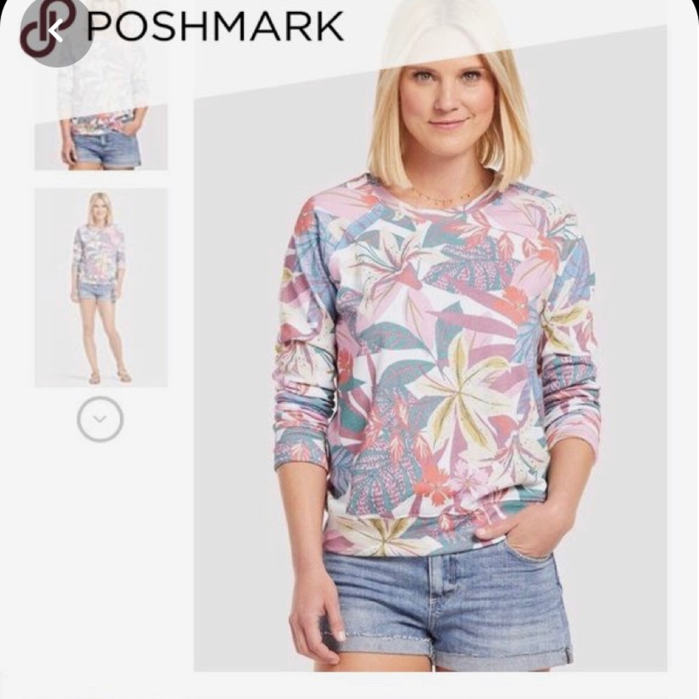 Sundry Floral Raglan Pullover Sweatshirt Size S